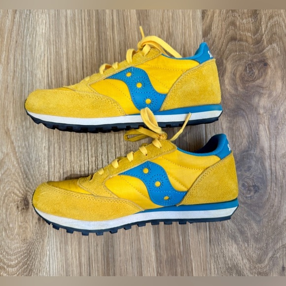 Boy\'s Shoes Saucony Kids Originals Jazz Original Yellow Blue Size 3 LNC